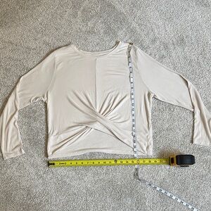 All in Motion Beige Twist Front Long Sleeve Top